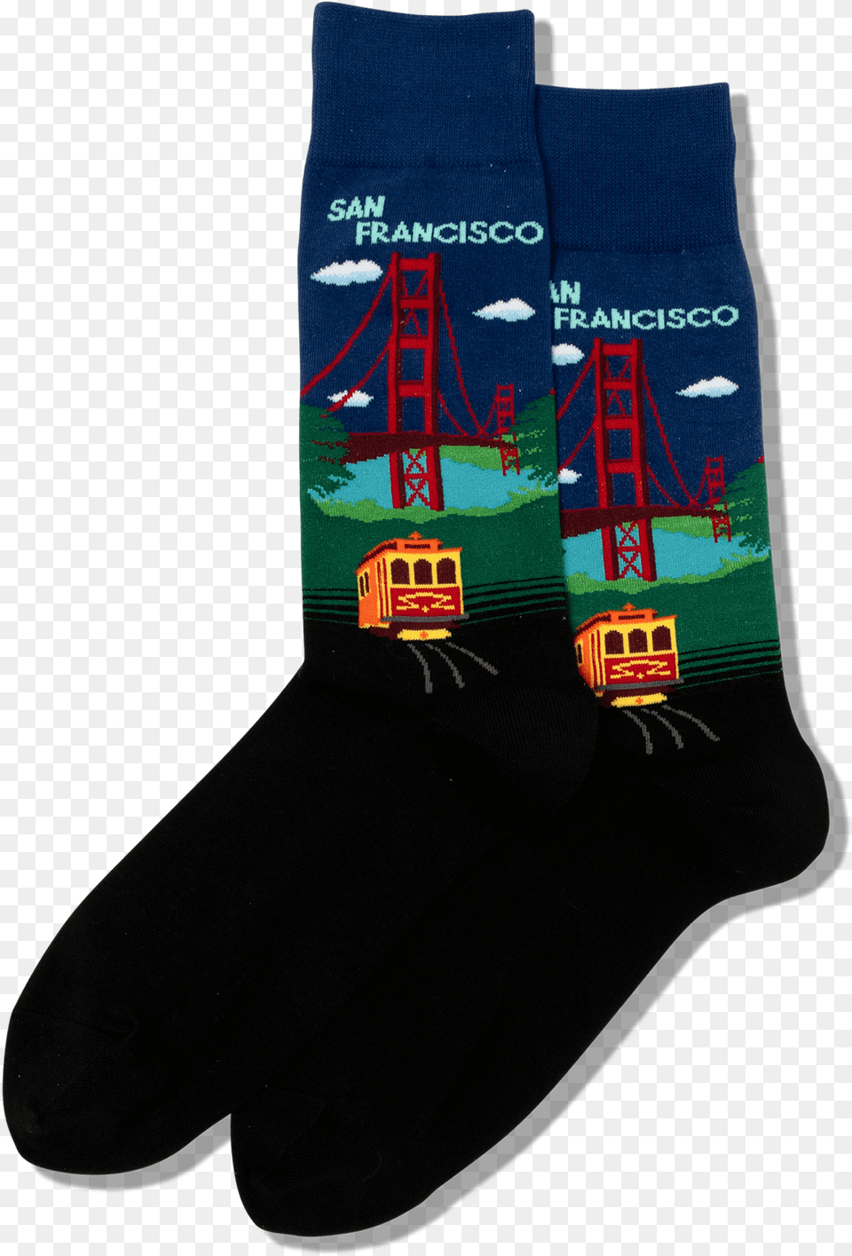 Men S Golden Gate Bridge Socksclass Slick Lazy Sock, Clothing, Hosiery, Person Free Png