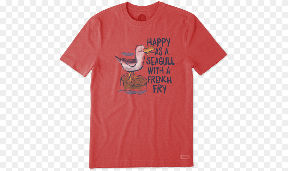 Men S Happy As A Seagull Crusher Tee Buoy Life Is Good Shirt, Clothing, T-shirt, Animal, Bird Free Png Download