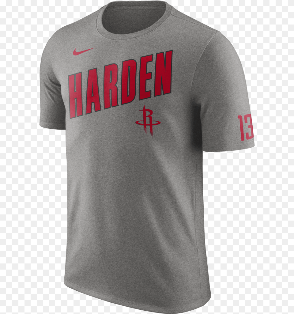 Men S Houston Rockets Nike James Harden Slanted Name Houston Rockets Nike Grey Practice, Clothing, Shirt, T-shirt, Adult Free Png