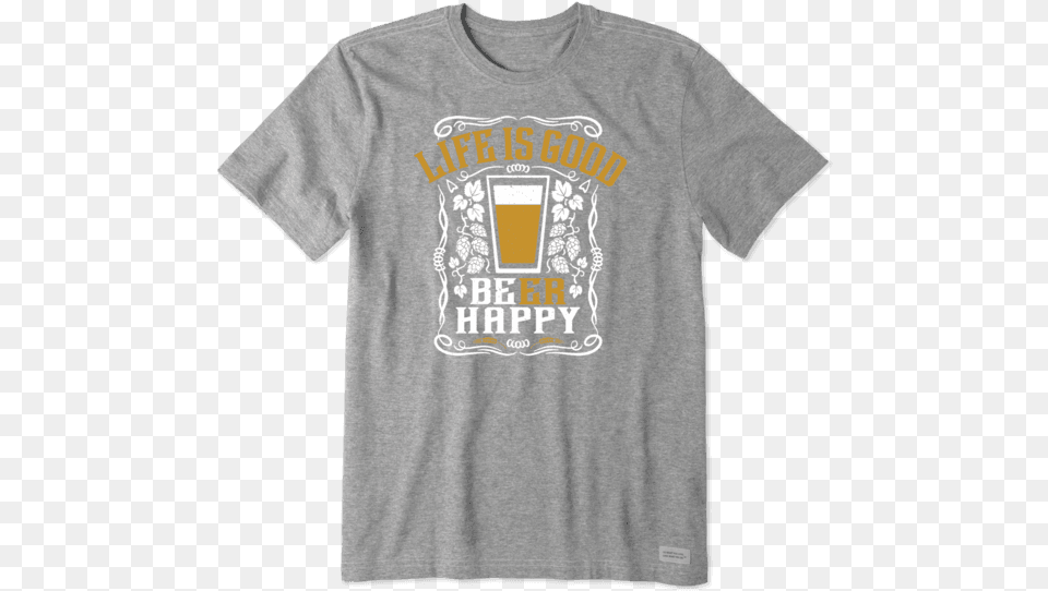 Men S Lig Beer Happy Crusher Tee Life Is Good Jake Shirts, Clothing, T-shirt, Shirt Png Image