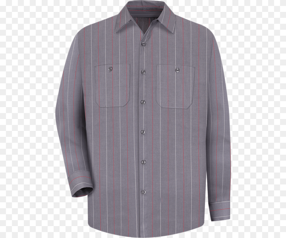 Men S Long Sleeve Industrial Stripe Work Shirt Button, Clothing, Coat, Dress Shirt, Long Sleeve Free Png