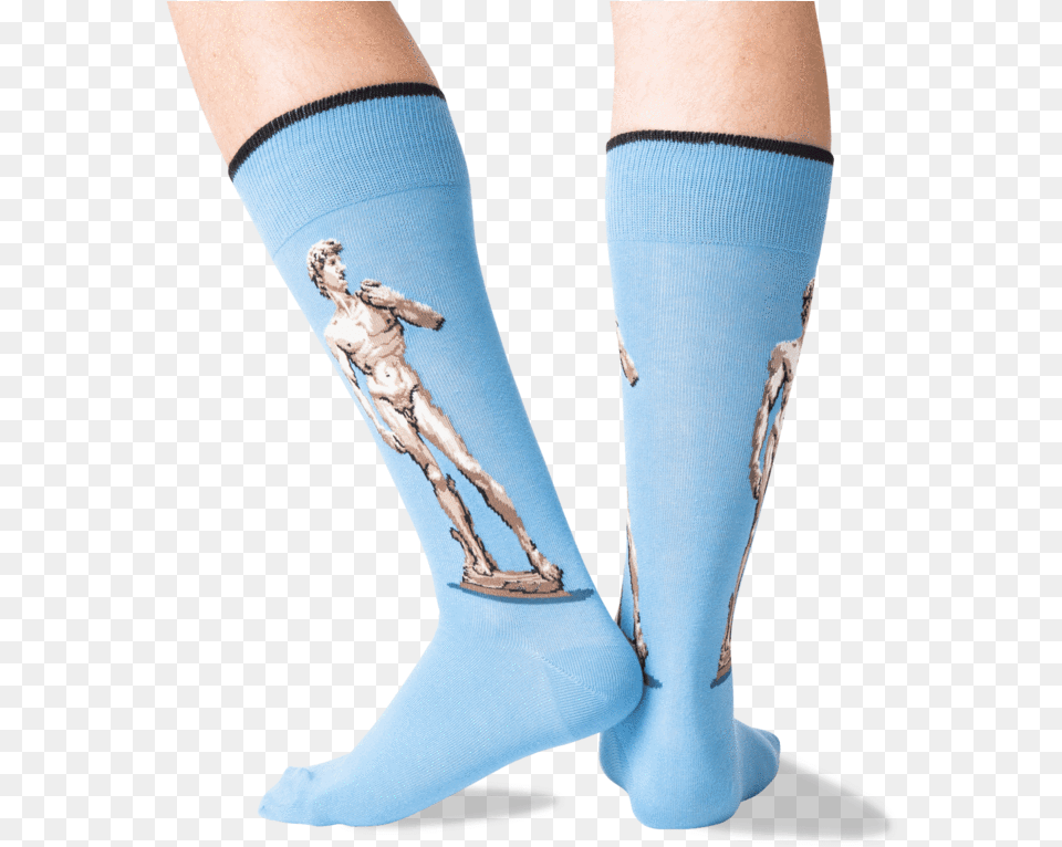 Men S Michelangelo S David Crew Socks In Blue Front Tights, Clothing, Hosiery, Sock, Baby Png Image