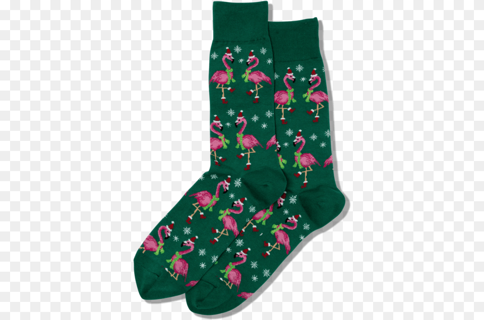 Men S Santa Flamingos Crew Socksclass Slick Lazy Sock, Clothing, Hosiery, Christmas, Christmas Decorations Free Png