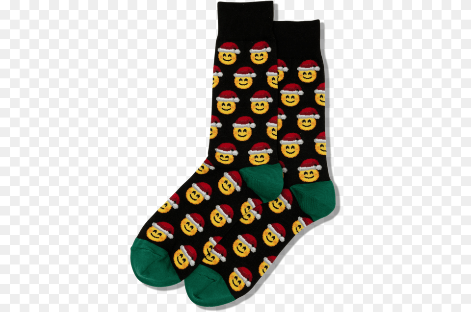 Men S Santa Smile Emoji Socksclass Slick Lazy Image Sock, Clothing, Hosiery, Baby, Person Free Png Download
