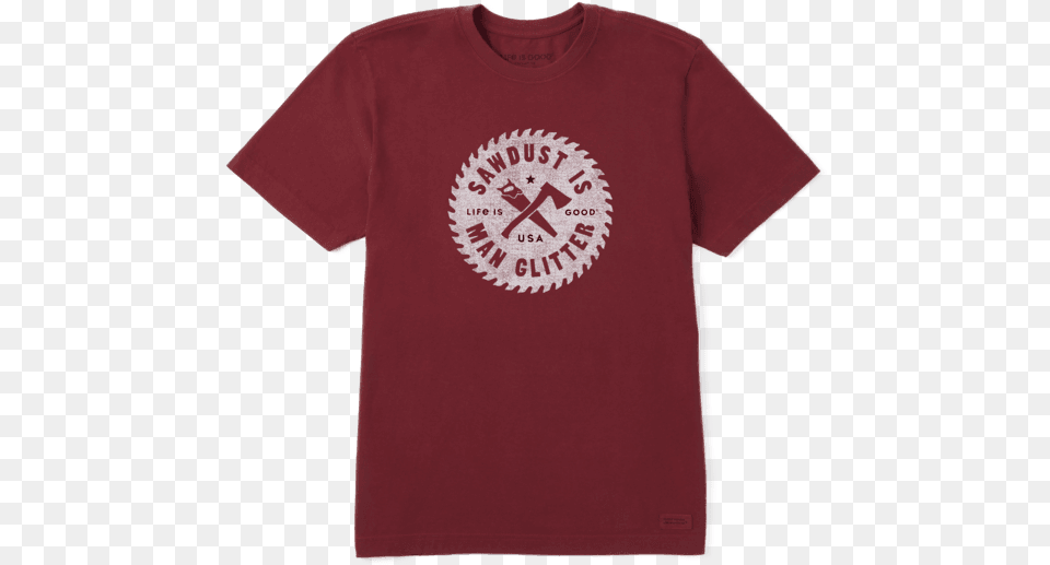 Men S Sawdust Is Man Glitter Crusher Tee T Shirt, Clothing, Maroon, T-shirt Free Png