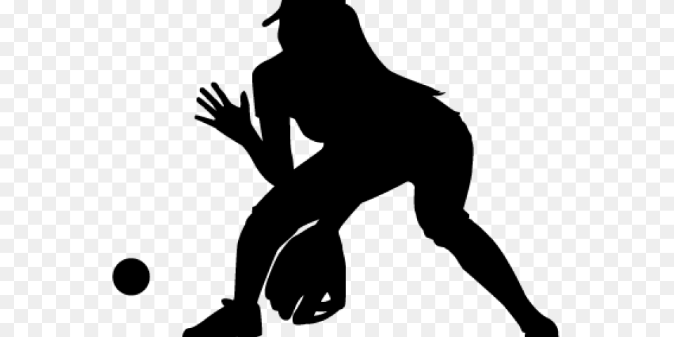 Men S Softball Cliparts Girl Softball Player Silhouette, Gray Free Png Download