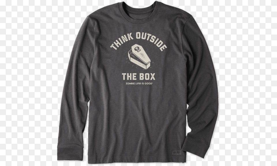 Men S Think Outside The Box Long Sleeve Crusher Tee Life Is Good Men39s Long Sleeve, Clothing, Long Sleeve, Knitwear, Sweater Free Transparent Png