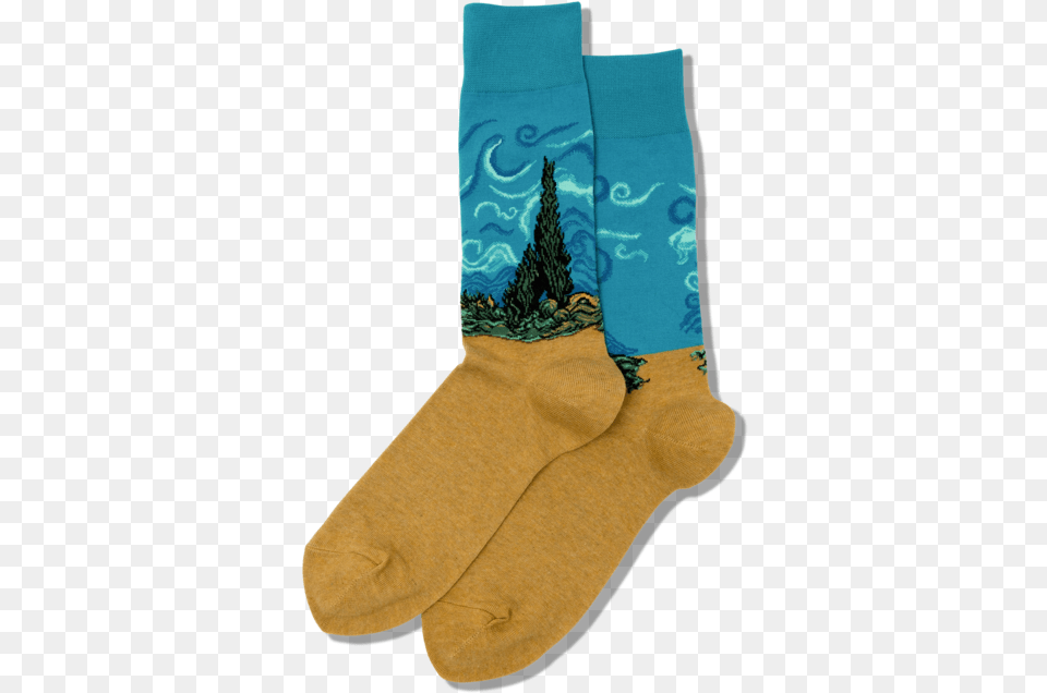Men S Van Gogh S Wheat Field With Cypresses Socks Sock, Clothing, Hosiery, Person Free Png