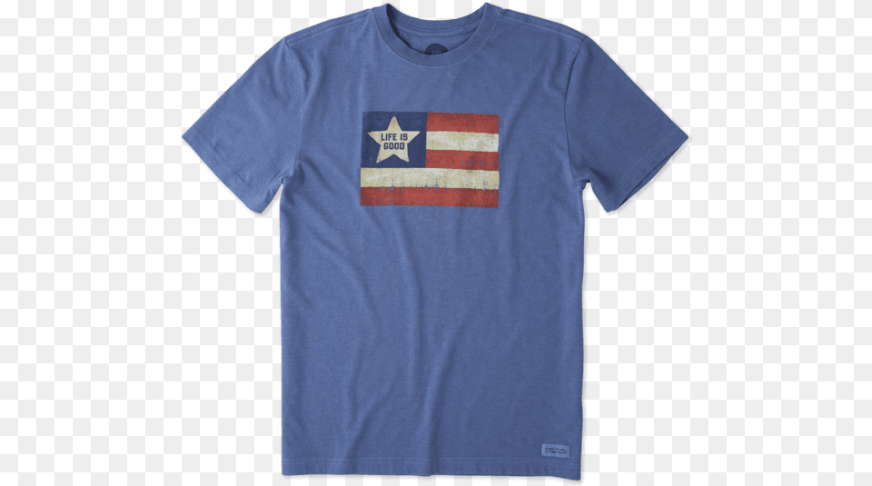 Men S Vintage American Flag Crusher Tee Life Is Good American Flag Shirt, Clothing, T-shirt Free Transparent Png
