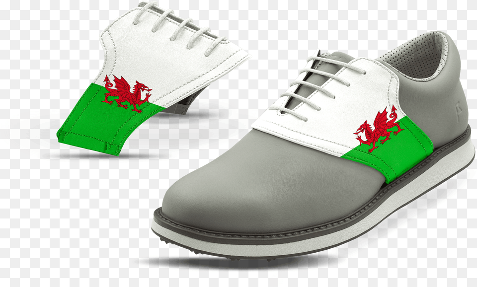 Men S Wales Baner Cymru Saddles On Grey Golf Shoe From Golf Shoe, Clothing, Footwear, Sneaker Free Png Download