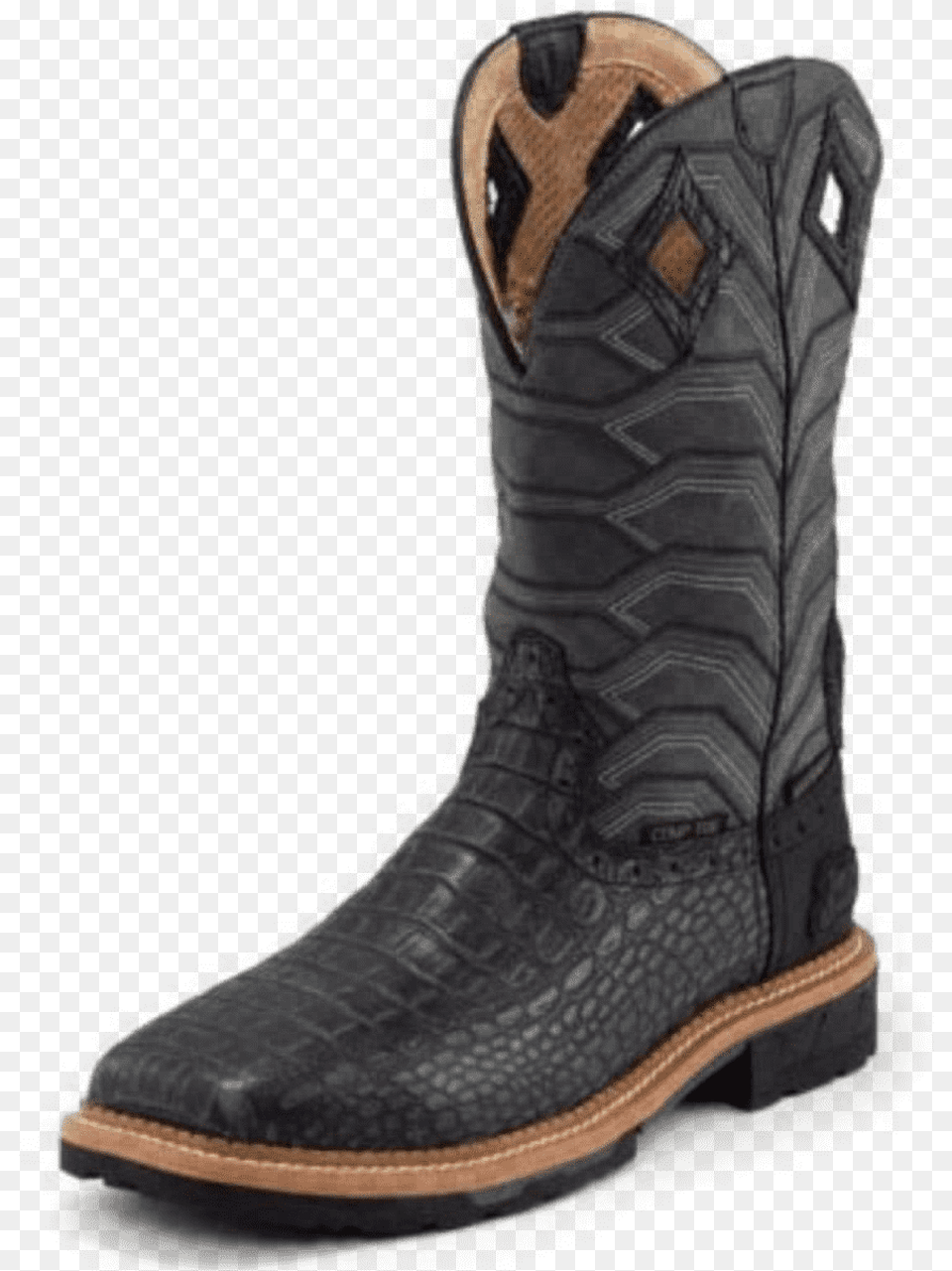 Men S Waterproof Black Croc Print Composite Toe Boot Boot, Clothing, Footwear, Shoe, Cowboy Boot Png Image