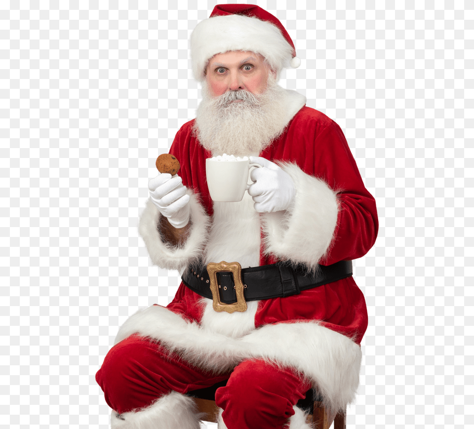 Men Santa Claus Eating, Cup, Adult, Person, Male Free Transparent Png