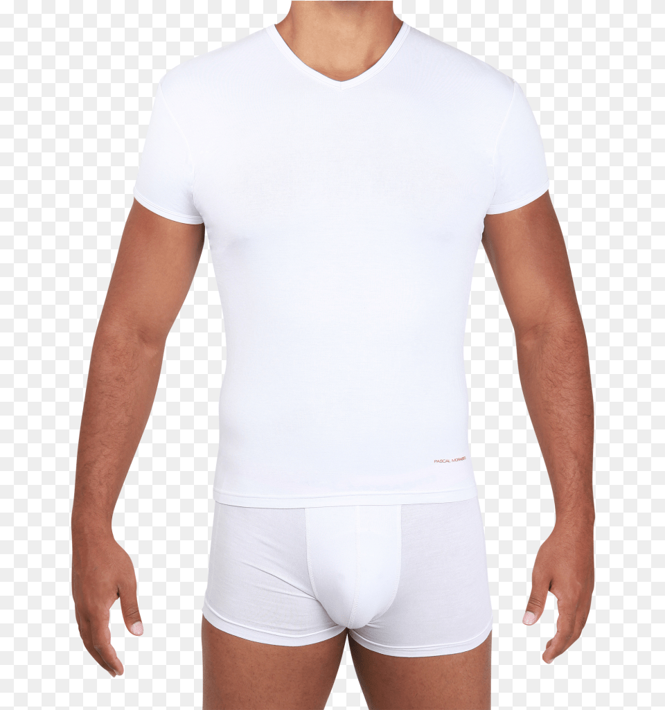 Men White T Shirt, Clothing, Shorts, Undershirt, Adult Free Png Download