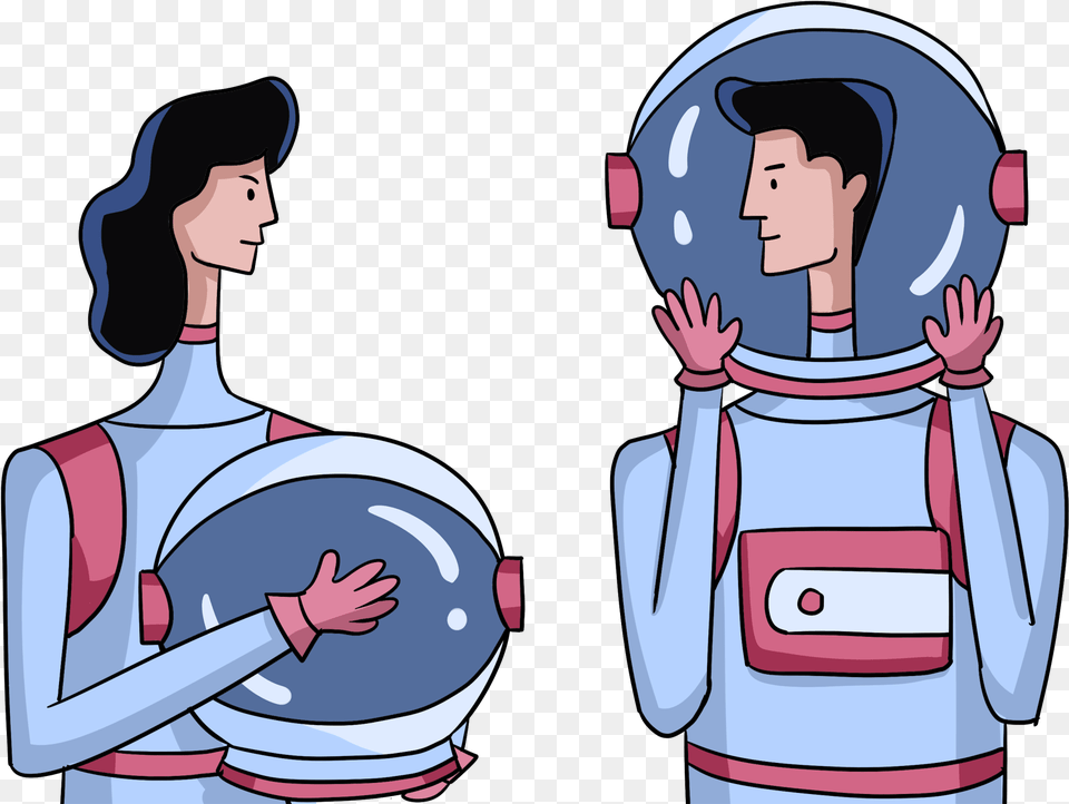Men Women Astronauts Cartoons Elements And Psd Cartoon, Baby, Person, Face, Head Free Transparent Png