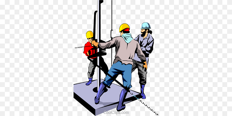 Men Working On Oil Rig Royalty Vector Clip Art Illustration, Clothing, Hardhat, Helmet, Worker Free Png