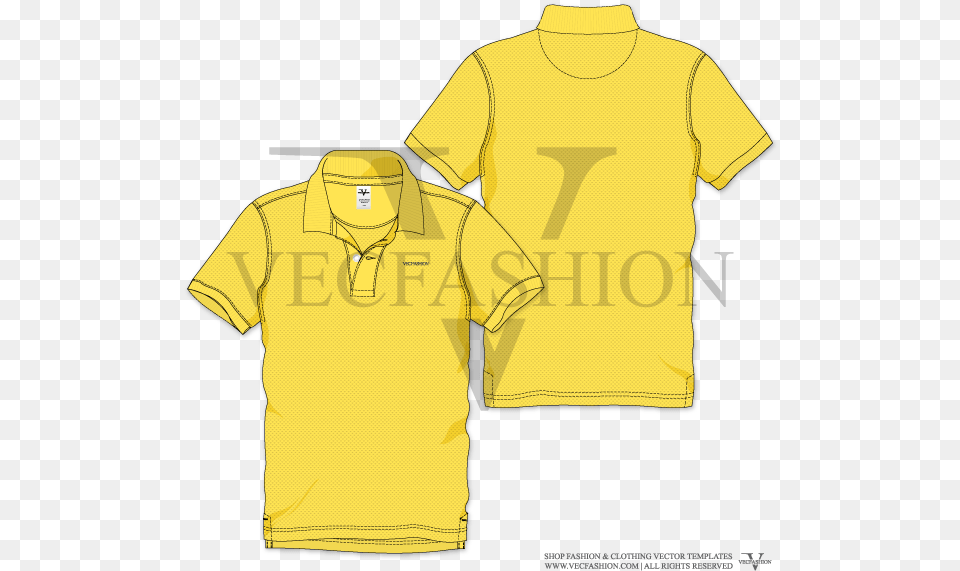 Men Yellow Polo Neck Short Sleeve T Shirt Vector Template Clothing, T-shirt, Adult, Male, Man Png Image