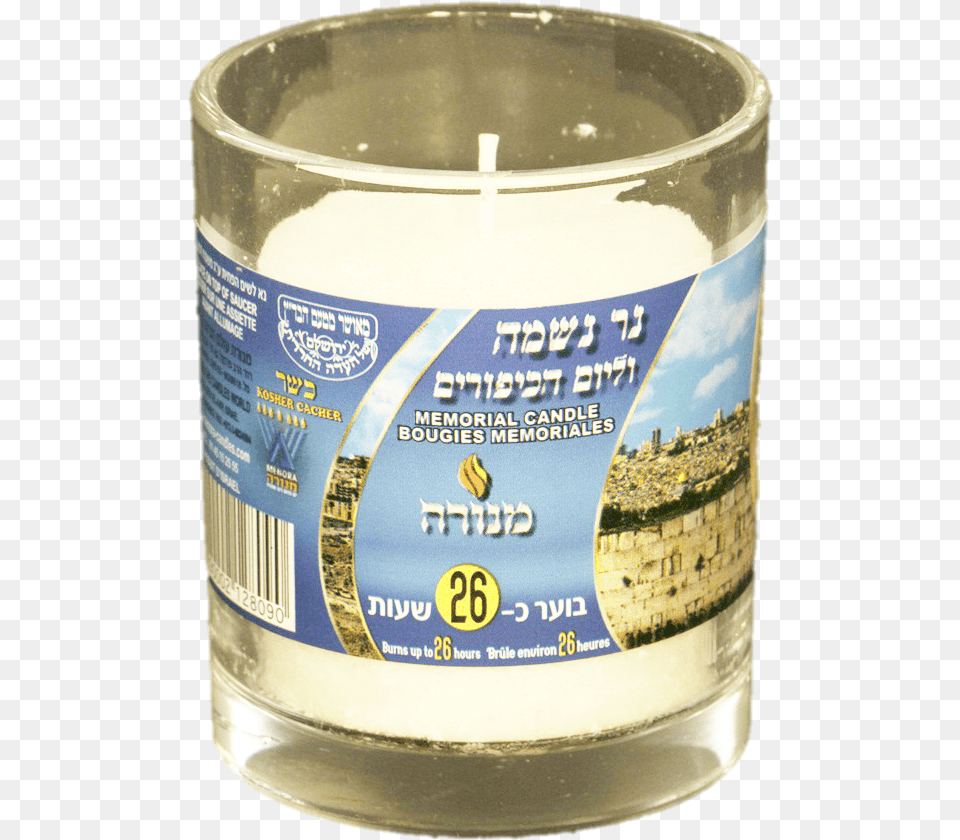 Menora Memorial Candle Glass 26hr Candle, Alcohol, Beer, Beverage Free Png