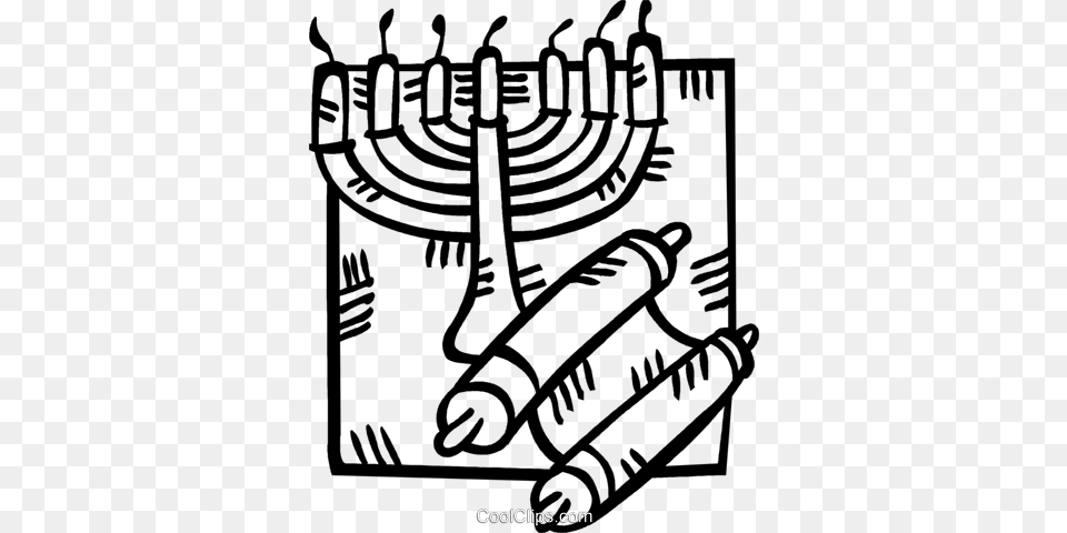 Menorah E Um Pergaminho Livre De Direitos Vetores Clip Art, Festival, Hanukkah Menorah, Text, Weapon Free Png Download