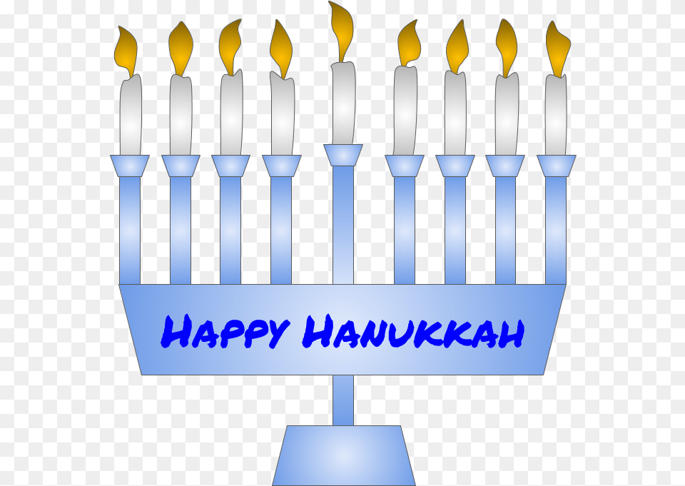 Menorah Hanukkah Eighth Night Candle Lit Blue Graphic Design, Birthday Cake, Cake, Cream, Dessert Free Png Download