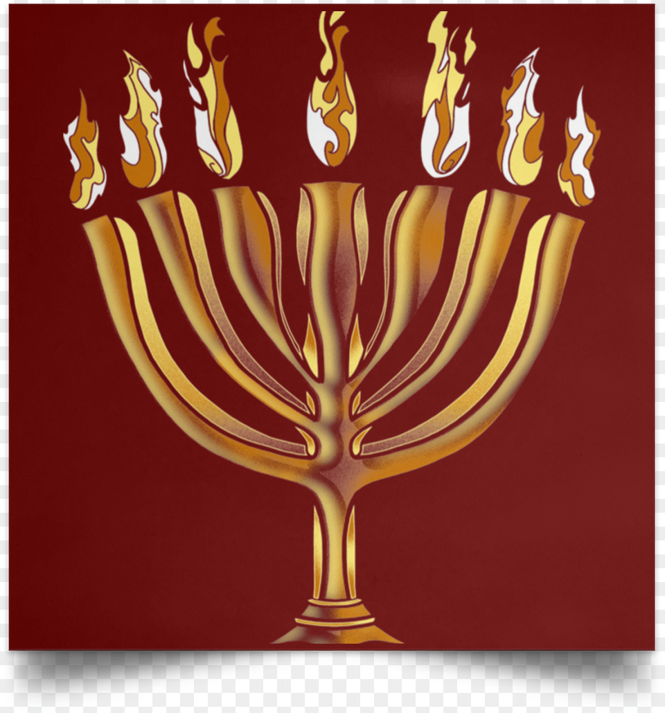 Menorah Satin Lasting Square Poster Hanukkah, Fire, Flame Png