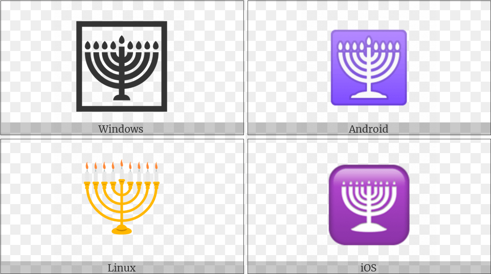 Menorah With Nine Branches On Various Operating Systems Emblem, Festival, Hanukkah Menorah, Cutlery Png