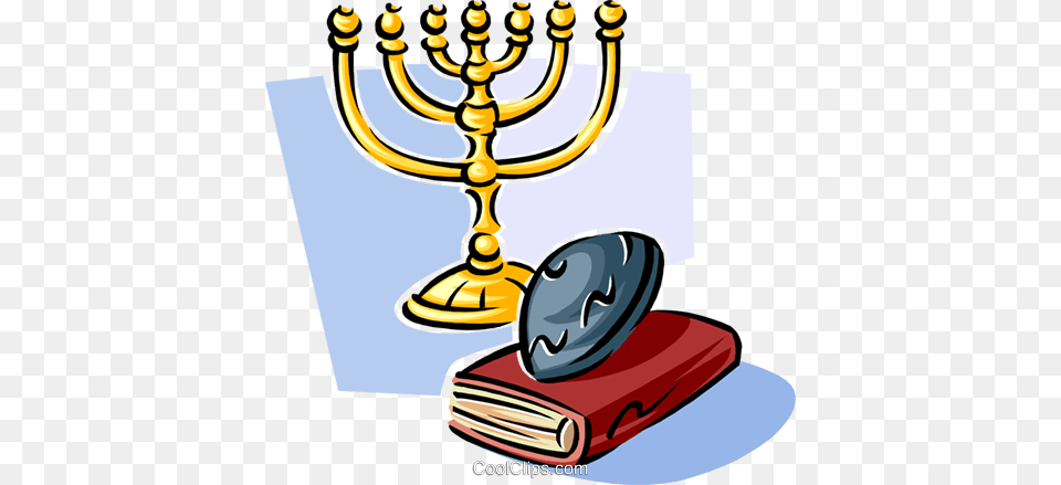 Menorah Yarmulke And Bible Royalty Free Vector Clip Art, Festival, Hanukkah Menorah, Book, Publication Png