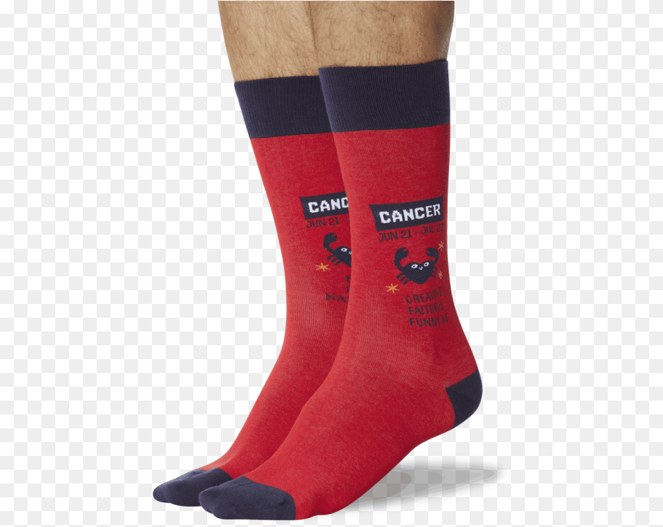 Menquots Cancer Zodiac Socks Red On Leg Onequotclassquotslick Hockey Sock, Clothing, Hosiery Png Image