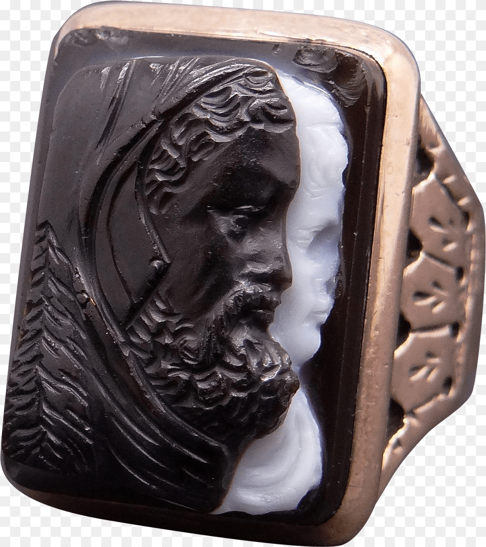 Mens 10k Rose Gold Carved Cameo Onyx Roman Soldier Antiquejewelryline Mens 10k Rose Gold Carved Cameo, Accessories, Jewelry, Face, Head Free Png Download