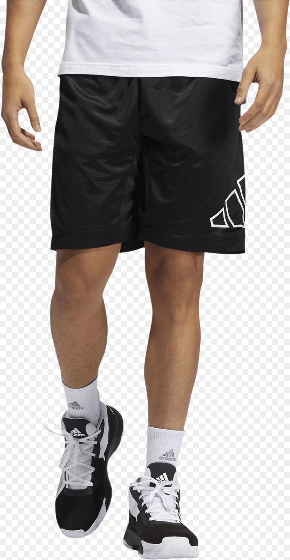 Mens Adidas Big Logo Basketball Shorts In Black For Basketball, Clothing, Footwear, Sneaker, Shoe Free Png Download