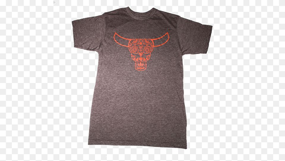 Mens Brown T Shirt Orange Skull Texas Longhorn, Clothing, T-shirt Png Image