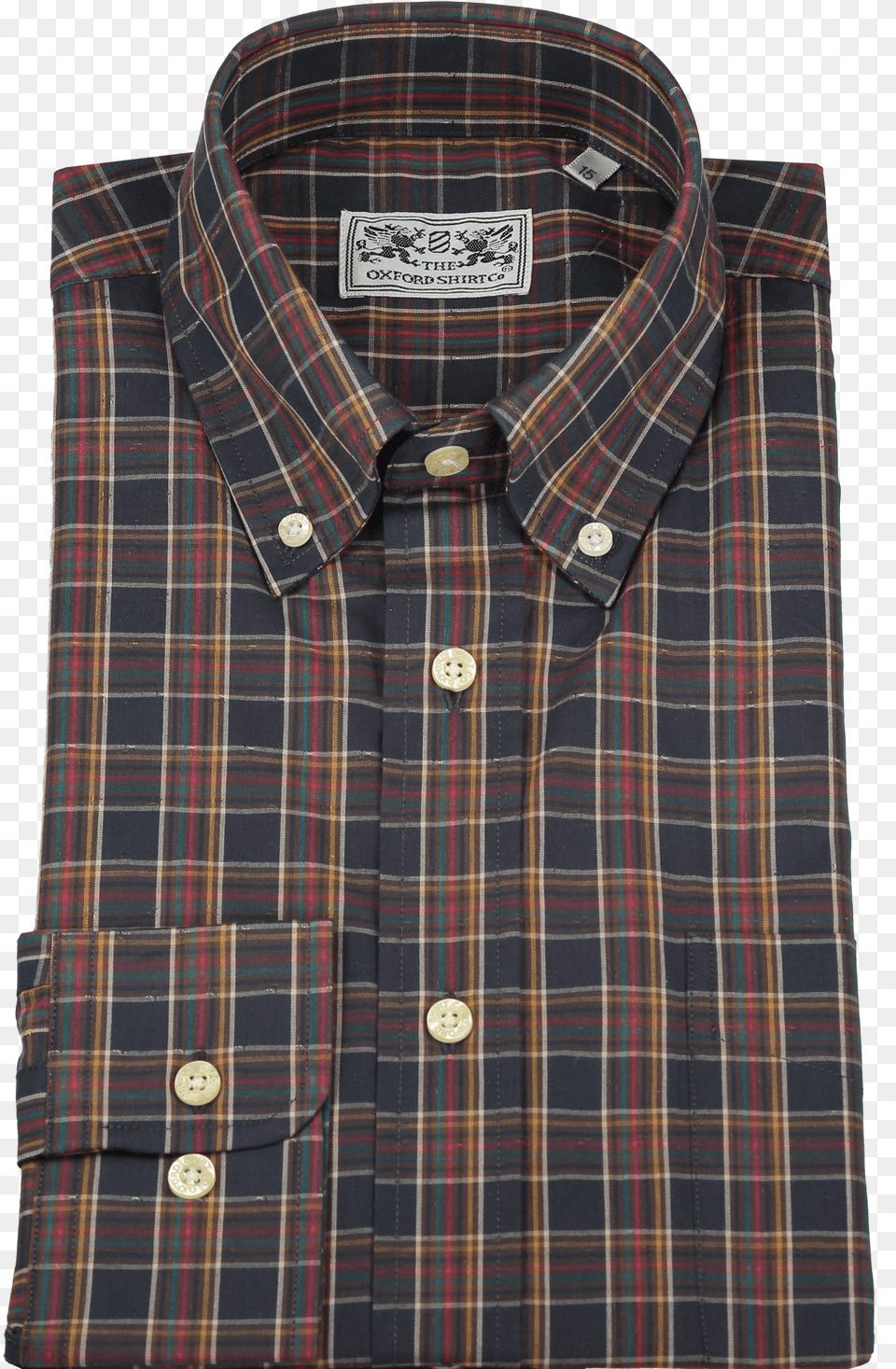 Mens Button Down Shirt Classic Style In Dark Check Plaid Free Png