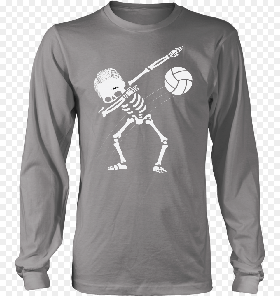 Mens Dabbing Skeleton Volleyball Long Sleeve T Shirt Shirt, T-shirt, Clothing, Long Sleeve, Adult Free Png Download