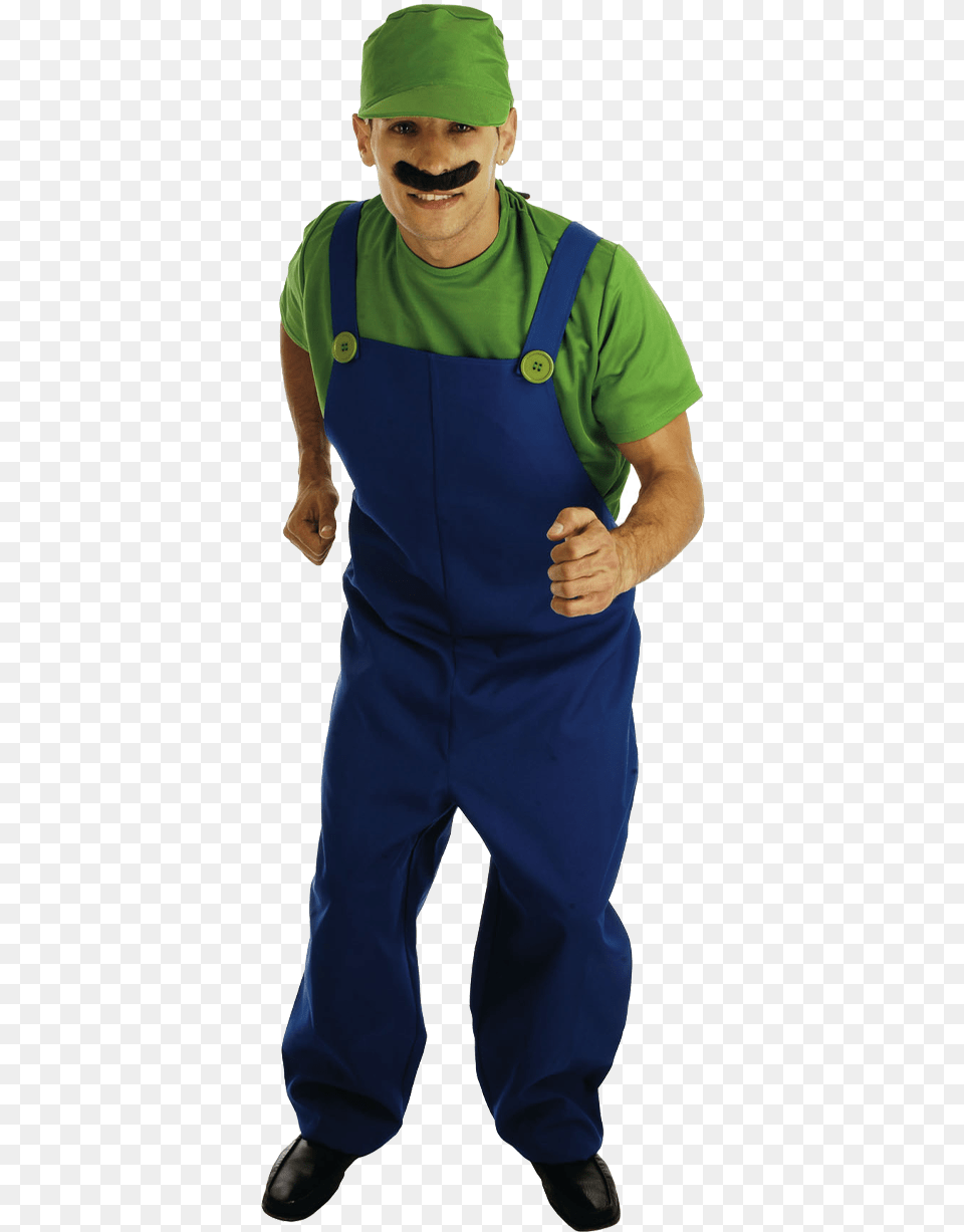 Mens Green Plumbers Mate Costume Costume Hat, Adult, Person, Clothing, Pants Free Transparent Png