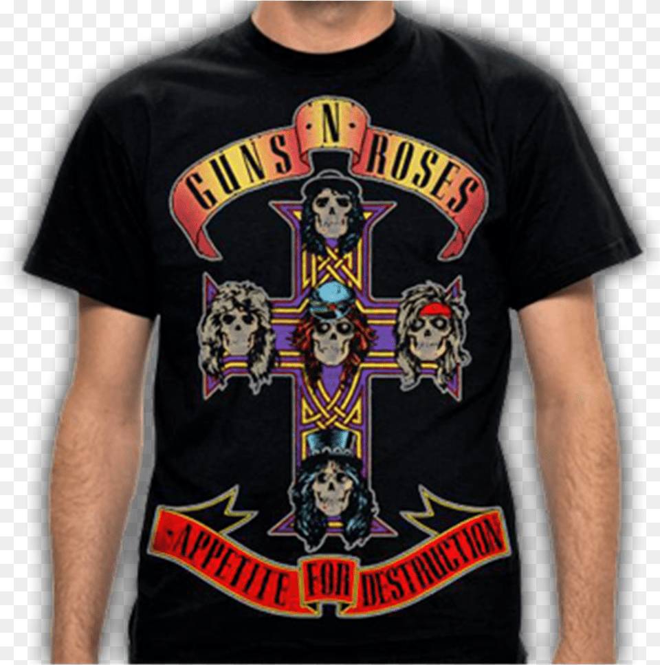 Mens Guns N Roses T Shirt, Clothing, T-shirt, Adult, Person Png