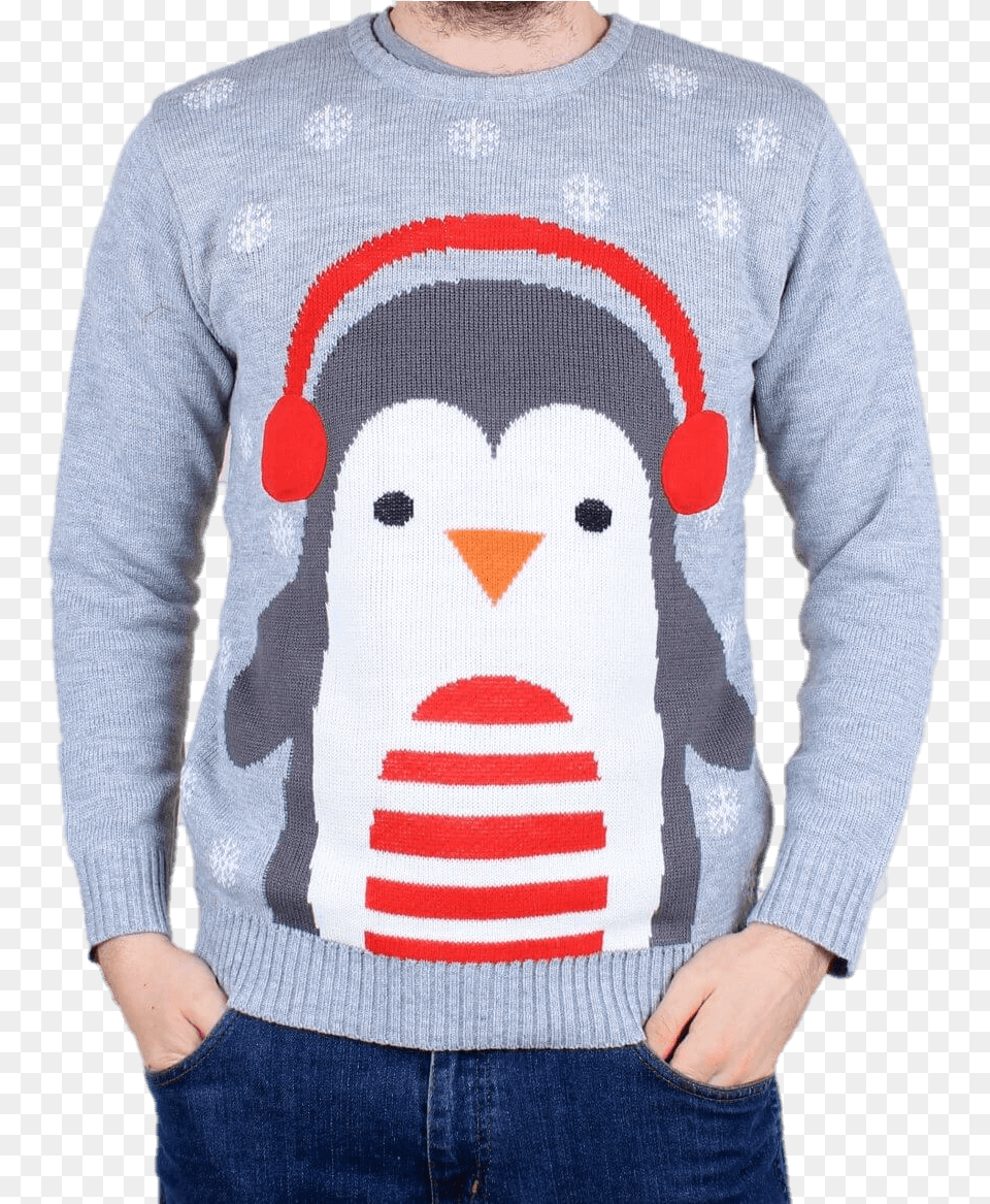 Mens Penguins Christmas Jumpers, Long Sleeve, Applique, Clothing, Sweater Png