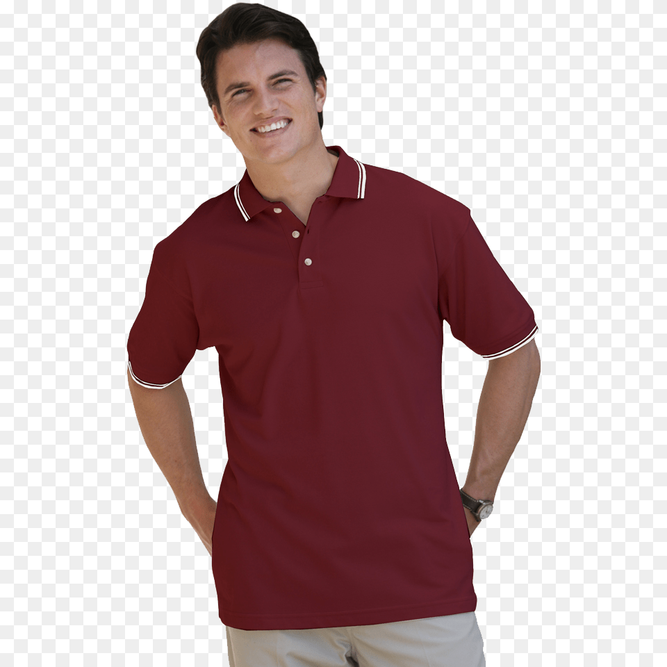Mens Short Sleeve Tipped Collar Amp Cuff Piques Dark Blue Shirt With Collar, Clothing, Maroon, Adult, Person Png
