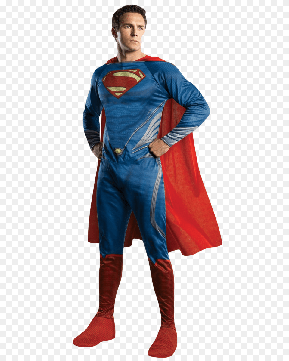 Mens Superman Man Of Steel Fancy Dress Costume, Cape, Clothing, Person, Adult Free Png