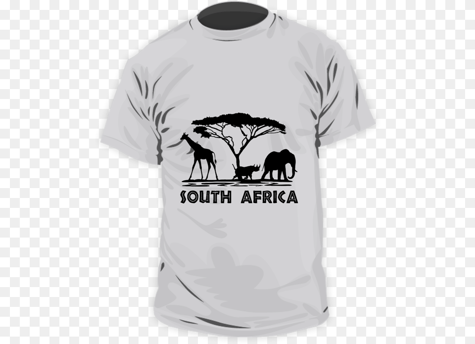 Mens T Shirt Africa Tree White T Shirt, Clothing, T-shirt, Animal, Elephant Png Image