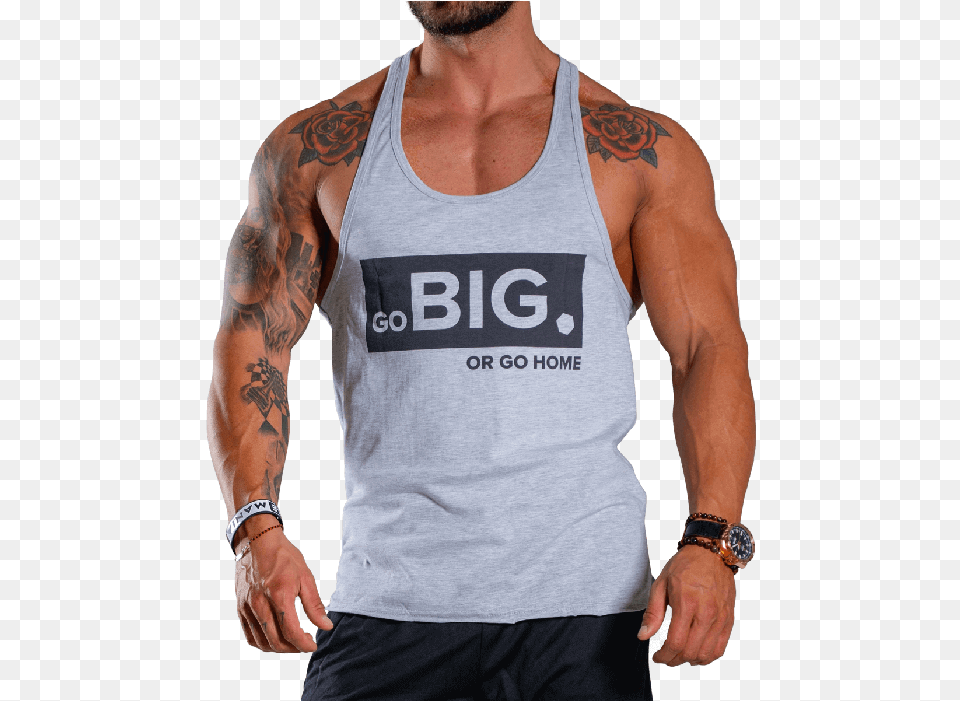 Mens Tank Top Go Big Or Go Home Light Melange, Clothing, Tank Top, Adult, Male Png