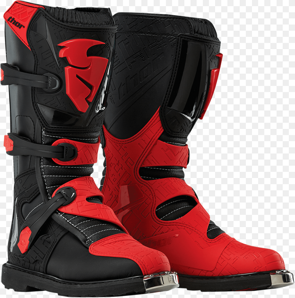 Mens Thor Blitz Black Red Motocross Dirt Bike Racing Black And Red Dirt Bike Boots, Boot, Clothing, Footwear, Shoe Free Transparent Png