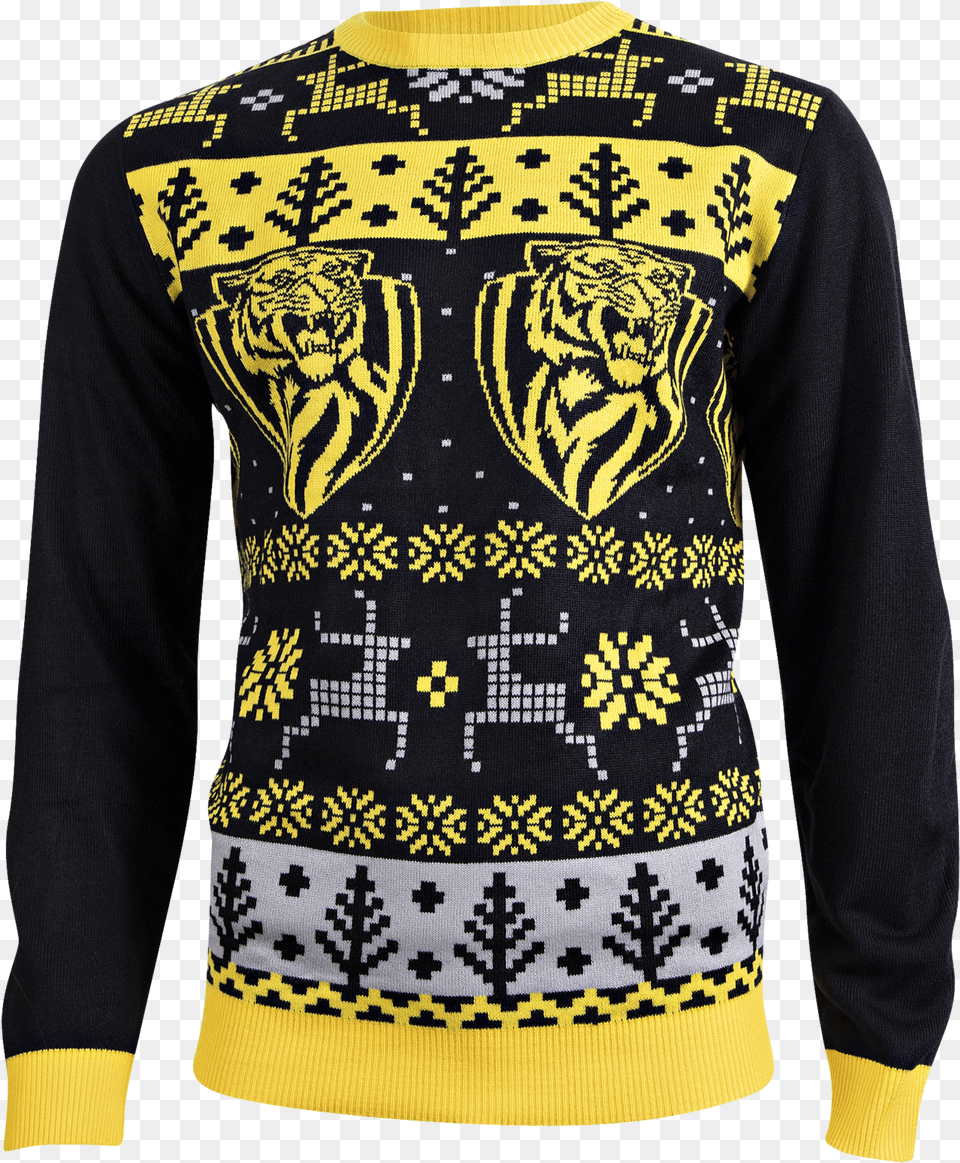 Mens Ugly Christmas Sweater Richmond North Melbourne Afl Jumper, Clothing, Knitwear, Long Sleeve, Sleeve Png