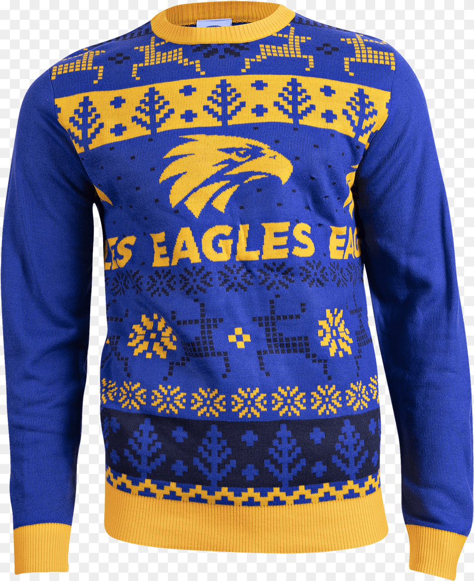 Mens Ugly Christmas Sweater West Coast Eagles Afl Long Sleeve, Clothing, Knitwear, Shirt, Sweatshirt Free Transparent Png
