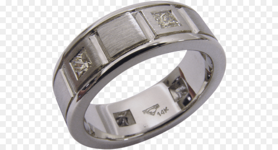 Mens Wedding Ring With Princess Cut Diamonds, Accessories, Jewelry, Platinum, Silver Png