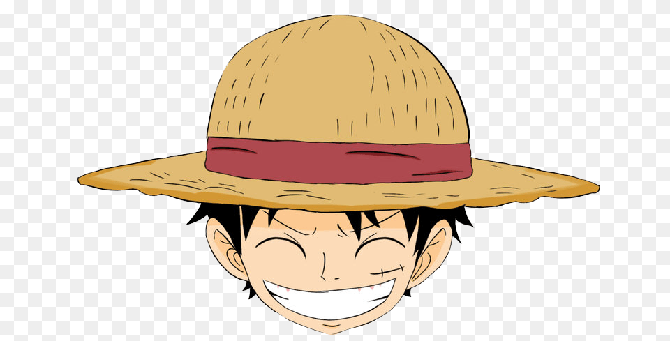 Mentahan Gambar Kepala Anime One Piece Transparent Luffy Hat, Sun Hat, Clothing, Fish, Sea Life Png Image