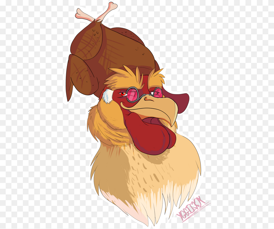 Mentally Challenged Chicken Wears Poultry On Head Cartoon, Baby, Person Free Png Download