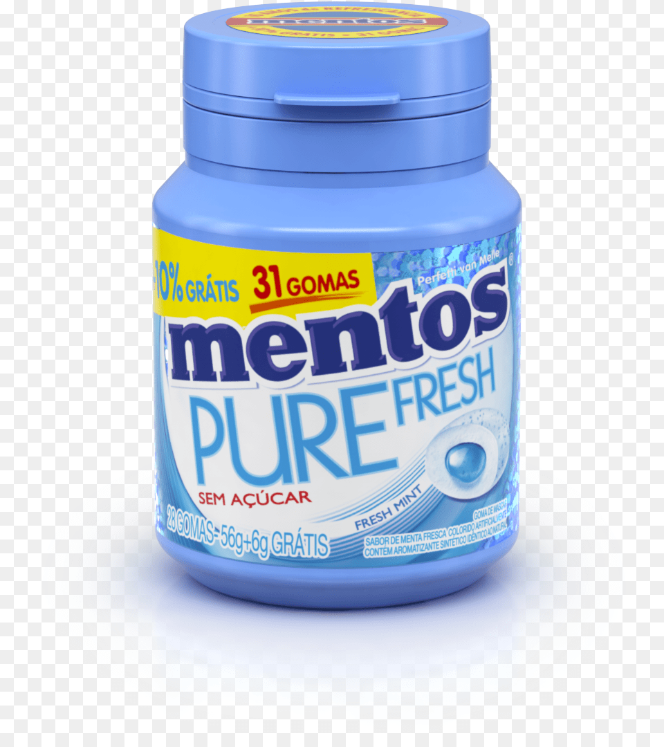 Mentos Fresh Mint Ed Mentos Pure Fresh Mint Gum 45 Pieces, Bottle, Shaker Png