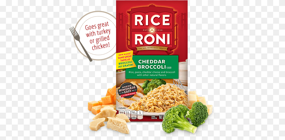Menu Item Rice A Roni Cheddar Broccoli Rice A Roni Stir Fried Rice, Cutlery, Fork, Vegetable, Food Free Png
