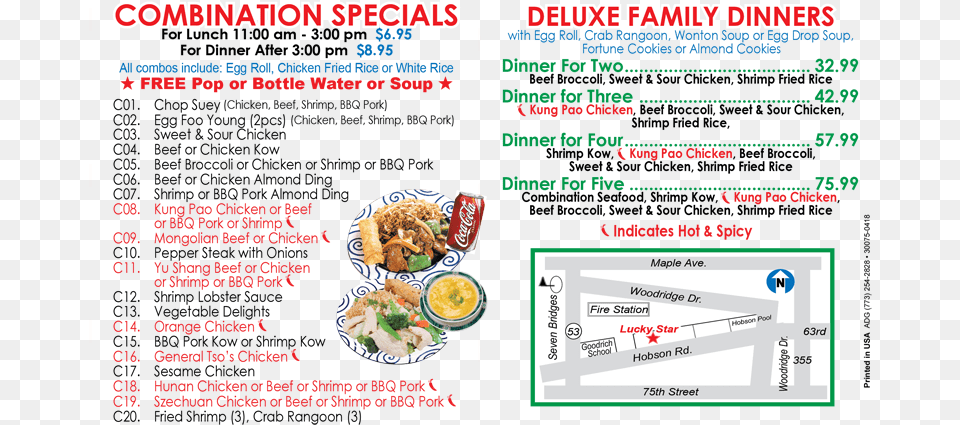Menu Lucky Star Woodridge Il, Text, Food, Lunch, Meal Free Png Download