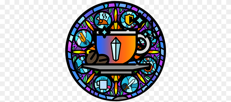 Menu Requiemcoffee Decorative, Art, Stained Glass, Disk Png Image