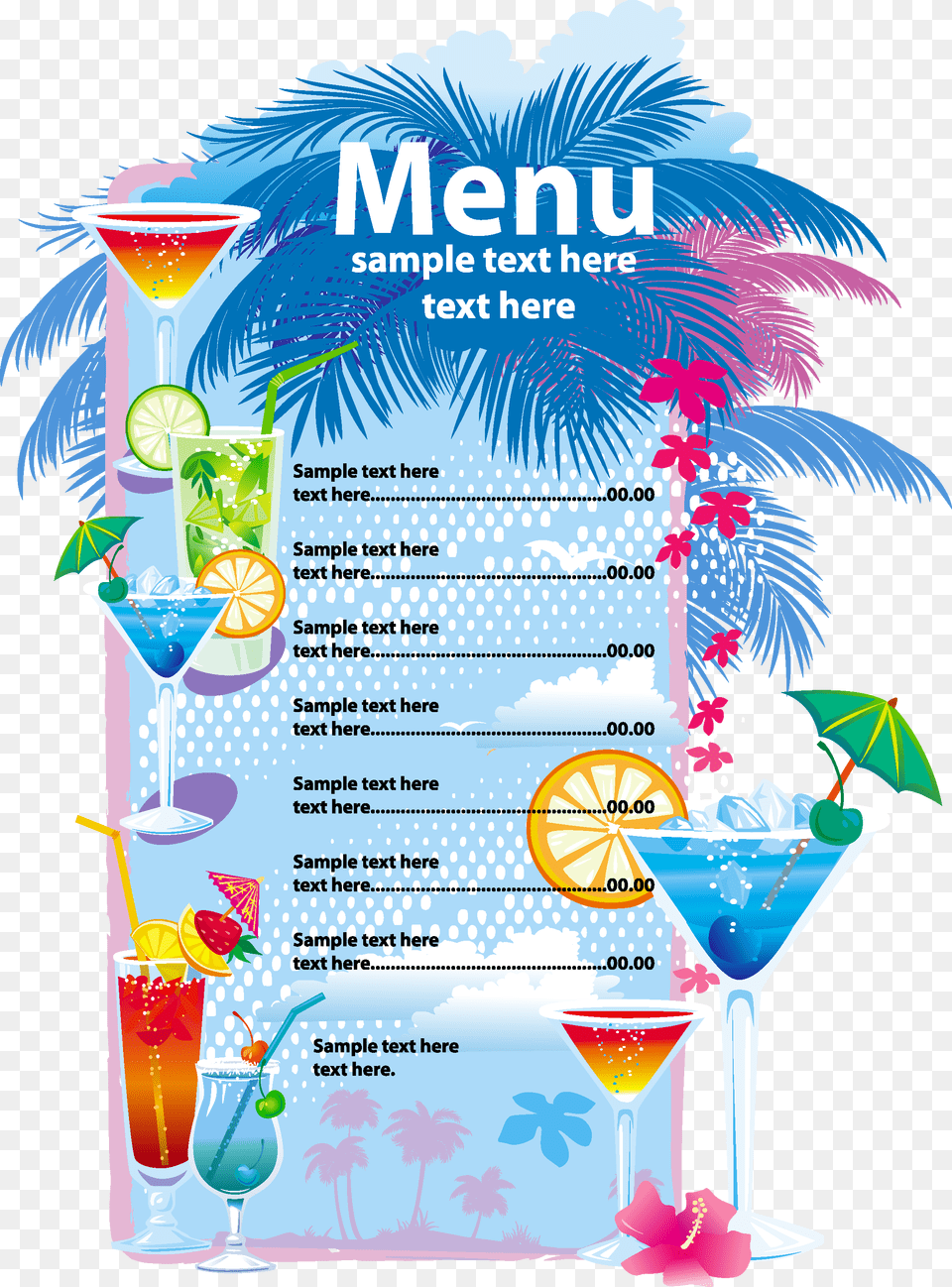 Menu Transparent Background Cocktail Menu Background, Advertisement, Poster, Text, Alcohol Free Png Download